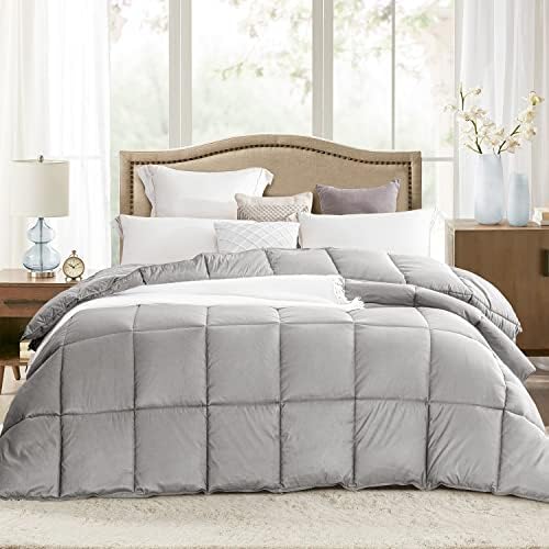  Goose Down Comforter Queen Size,Medium Weight Duvet Insert For All Season,38OZ,650 Fill Power,100% Cotton With Corner Tabs,Grey…