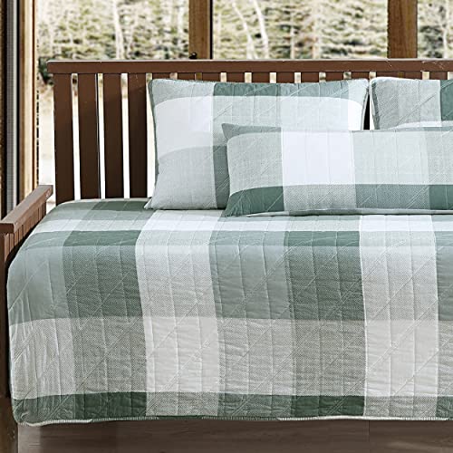 Eddie Bauer Home | Boulder Collection | Quilt Set - 100% Cotton, Reversible, Medium Weight Bedding With Matching Shams, Pre-Washed For Added Softness, Daybed, Green