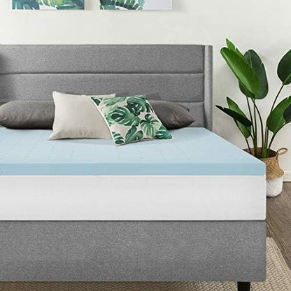  Best Price Mattress 2.5 Inch Ventilated Memory Foam Mattress Topper, Cooling Gel Infusion, CertiPUR-US Certified, Twin XL,Blue