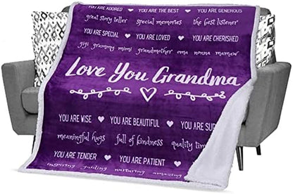  Gift For Grandma From Grandchildren, Granddaughter, Grandson, Mothers Day Gifts For Grandma, Grandmother Throw Blanket For Birthday, 60x50 Inches (Fleece, Grey)