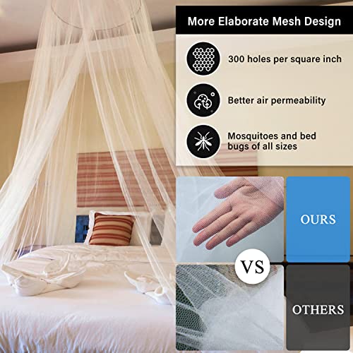  Mosquito Net Bed Canopy For Girls, Elegant Canopy Bed Curtains From Ceiling, Easy To Install, Dome Mosquito Netting For Single To Adult Size Beds, Home & Camping Use, White