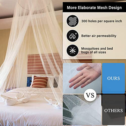  Mosquito Net Bed Canopy For Girls, Elegant Canopy Bed Curtains From Ceiling, Easy To Install, Dome Mosquito Netting For Single To Adult Size Beds, Home & Camping Use, White