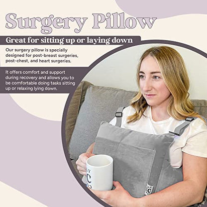  Mastectomy Pillow - Post Mastectomy Pillow For Post Breast Surgeries & Heart Surgeries - Breast Reduction Recovery Supplies - Breast Augmentation Must Haves - Post Surgery Gifts For Women