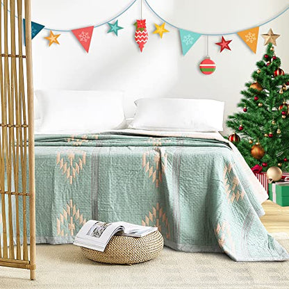  Queen Blanket For Summer Tencel Cotton Lyocell Quilted Blanket 90x90 Lightweight Bedspread Soft Breathable Blanket Teal