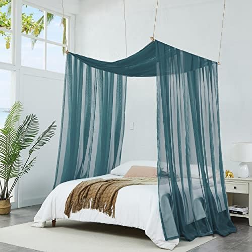  Set Of 2 White & White Canopy Bed Curtains In 55 X 104 Inch Size. 2 Twin Bed Canopy Curtains Can Be Turned Into Kids Bed Tent Or Bed Canopy For Girls. BE White & White 104"