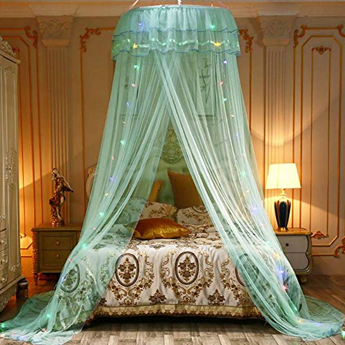  Topyuan Princess Mosquito Net For Bed, 4 Colors LED String Lights Canopy Bed Curtain Netting For Baby, Kids, Girls Or Adults. 1 Entry,for Single To King Size Beds