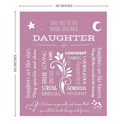  FILO ESTILO Daughter Gifts From Dad, Mom, Daughter Throw Blanket Bedroom Décor For Girls, Birthday Gifts For Daughter, Unique Presents For Daughters 60x50 Inches (Pink)