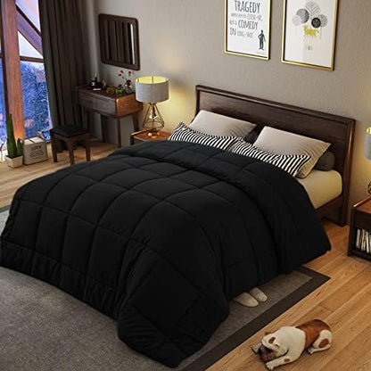  Full Size Comforter,Luxurious All Season Cooling Fluffy Soft Quilted Down Alternative Comforter Reversible Duvet Insert With Corner Tabs,Dark Grey,82x86 Inches