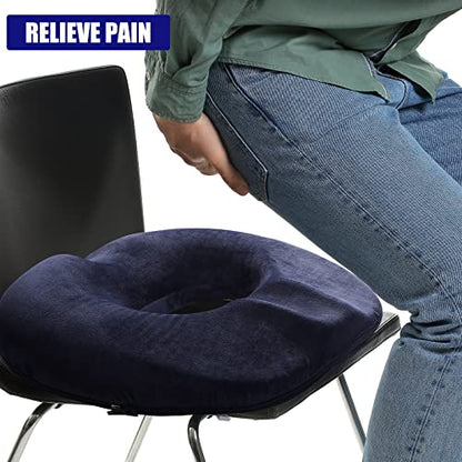  Male Donut Pillow Donut Seat Cushion For Office Chair Large Tailbone Pain Relief Cushion Ergonomic Hemorrhoid Pillow For Man Butt Bed Sores Prostate Coccyx Sciatica Pregnancy Postpartum Pelvic (Navy)