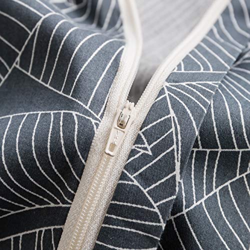  SUSYBAO Gray Botanical Duvet Cover King 100% Cotton Tropical Plant Duvet Cover 3 Pieces Set 1 Banana Leaves Patterned Duvet Cover With Zipper Ties 2 Pillowcases Luxury Soft Grey Leaf Bedding Set
