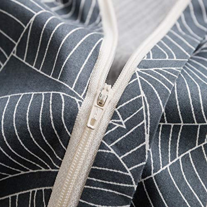  SUSYBAO Gray Botanical Duvet Cover King 100% Cotton Tropical Plant Duvet Cover 3 Pieces Set 1 Banana Leaves Patterned Duvet Cover With Zipper Ties 2 Pillowcases Luxury Soft Grey Leaf Bedding Set