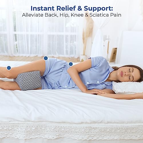  Knee Pillow For Side Sleepers - 100% Memory Foam Wedge Contour - Leg Pillows For Sleeping - Spacer Cushion For Spine Alignment, Back Pain, Pregnancy Support - Sciatica, Hip, Joint, Grey