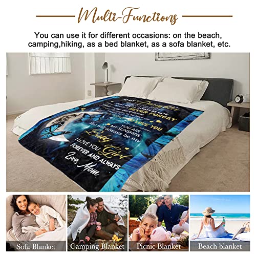  Mothers Day Birthday Gift For Daughter From Dad-Daughter Gifts From Dad,Daughter Throw Blanket For Mother's Day Birthday Anniversary Wedding 80X60