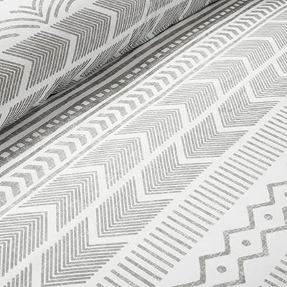  Hygge Geo Reversible 3 Piece Cotton Duvet Set, King, Gray & White