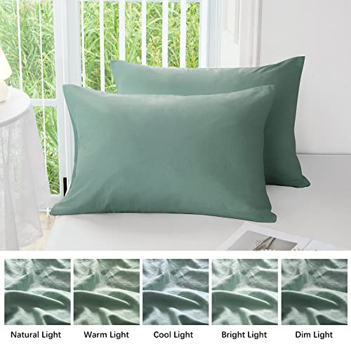  Super Soft Pillowcase - Washed Microfiber Lightweight Pillow Cases Body Size Sage Green 1PCS, Easy Care And Fade Resistant Stain Resistant 20x54 Inches