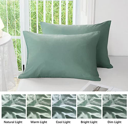  Super Soft Pillowcase - Washed Microfiber Lightweight Pillow Cases Body Size Sage Green 1PCS, Easy Care And Fade Resistant Stain Resistant 20x54 Inches