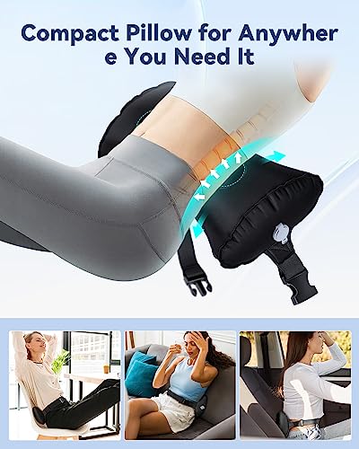  BLABOK Reduce Lower Back Pain While Traveling Get Lumbar Support Pillow For Airplane With Inflatable Lumbar Pillow (Black-C1)