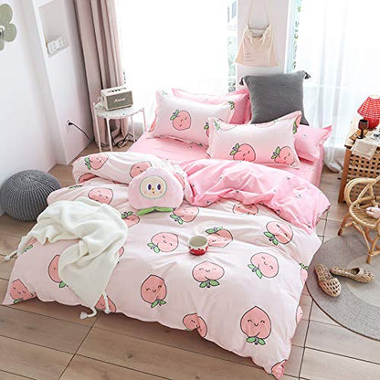  Ultra Soft Duvet Cover Set, 3 Pieces Set (1 Comforter Cover And 2 Pillow Shams) With Zipper Closure, Printed Peach, Queen Size