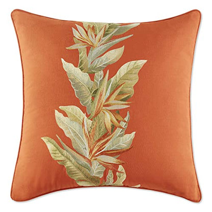 Tommy Bahama Row Pillow Soft Cotton Bedding, Stylish Tropical Home Decor, 20 In X 20 In, Birds Of Paradise Orange