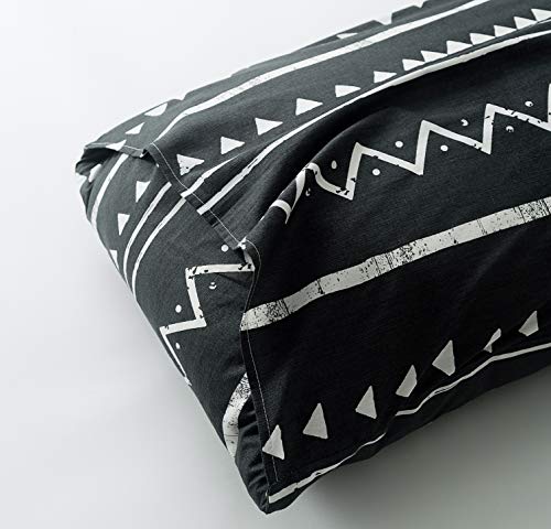  Black Geometric Duvet Cover Queen 100% Cotton Boho Aztec Duvet Cover Set 3 Piece 1 White Bohemian Duvet Cover With Zipper Ties 2 Pillow Cases Luxury Soft Aztec Geometric Bedding Set Breathable