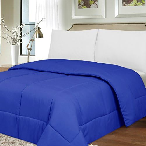  Down Alternative Polyester Comforter Box Stitch Microfiber Bedding - Queen, Navy