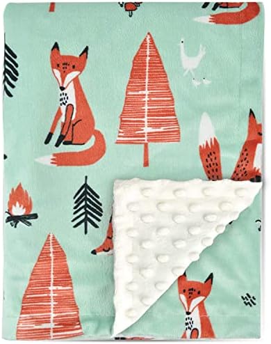  Baby Blanket Soft Minky With Double Layer Dotted Backing, Lovely Animals Printed 30 X 40 Inch Receiving Blanket
