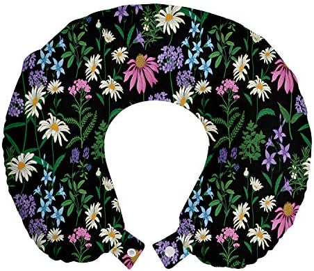  Ambesonne Soccer Travel Pillow Neck Rest, Monochrome Design Pattern Of Classical Football Balls Boys Cartoon Pattern, Memory Foam Traveling Accessory For Airplane And Car, 12", White Black