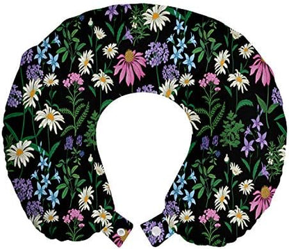  Ambesonne Soccer Travel Pillow Neck Rest, Monochrome Design Pattern Of Classical Football Balls Boys Cartoon Pattern, Memory Foam Traveling Accessory For Airplane And Car, 12", White Black
