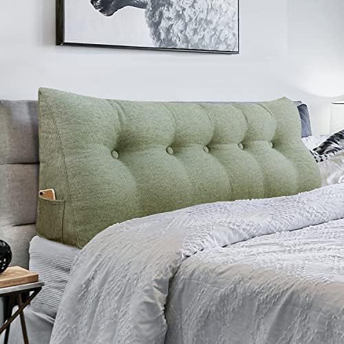  VERCART Triangular Headboard Wedge Pillow Daybed Pillows Bed Headboard Pillow Wedge Bed Rest Reading Pillow Gap Filler Triangle Back Cushion Lumbar Positioning Upholstered Linen Blend Grey Twin