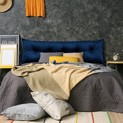  WOWMAX Rectangular Headboard Pillow Bolster Pillow For Bed Back Rest Pillow For Sitting In Bed Daybed Pillows Back Support Pillow For Bed Reading Pillow Velvet Deep Blue Full