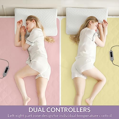  HOMLYNS Electric Heated Mattress Pad King Size Dual Control 4 Heating Levels 10H Timer,Sherpa Quilted Zoned Heating Mattress Pads Machine Washable ETL Certified,15" Deep (78x80)