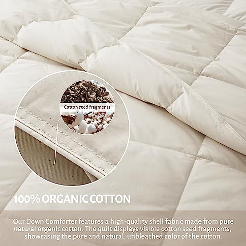  Bafode Goose Down Comforter Queen Size - Organic Cotton Shell, Fluffy Goose Feather Down Comforter - All Seasons Duvet - The Ultimate Eco-Friendly And Sustainable Choice For A Great Night's Sleep