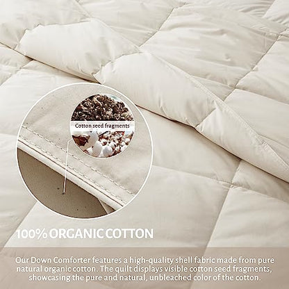  Bafode Goose Down Comforter Queen Size - Organic Cotton Shell, Fluffy Goose Feather Down Comforter - All Seasons Duvet - The Ultimate Eco-Friendly And Sustainable Choice For A Great Night's Sleep