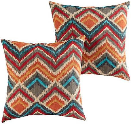  Greendale Home Fashions Outdoor 17-inch Square Throw Pillow, Set Of 2, Coral Stripe 2 Count