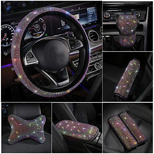  Car Neck Pillow Decoration, MoreChioce 3D Bling Rhinestone Glitter Crystal Car Interior Styling Accessories Car Interior Decoration Cover