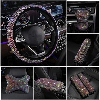  Car Neck Pillow Decoration, MoreChioce 3D Bling Rhinestone Glitter Crystal Car Interior Styling Accessories Car Interior Decoration Cover