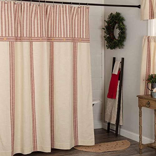  Market Place Red Queen Quilt, 100% Cotton Quilted Bedspread With Red Ticking, Hand Quilted Grain Sack Bed Spread Bedding For Boho, Shabby Chic And Rustic Farmhouse Decor (90”x90”)