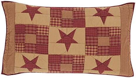 Ninepatch Star Standard Pillow Case With Applique Border Set Of 2 21x30 Country Bedding Accessory, Burgundy