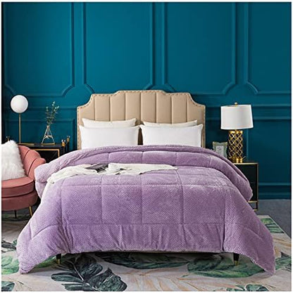  Luxury Plush Sherpa Comforter, Ultra Soft Cozy Reversible Fleece - Goose Down Alternative Fill, Machine Washable Bedding, Excalibur Grey, Twin/Twin XL Size