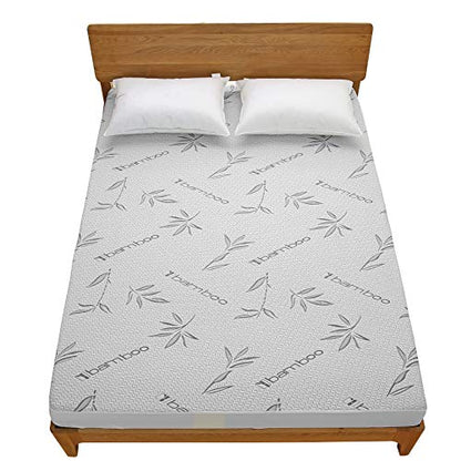  Premium Bamboo 100% Waterproof Protector-Vinyl Free-Fitted Mattress Cover Breathable Cool Flow Technology, 16" Deep Pocket, California King, Grey