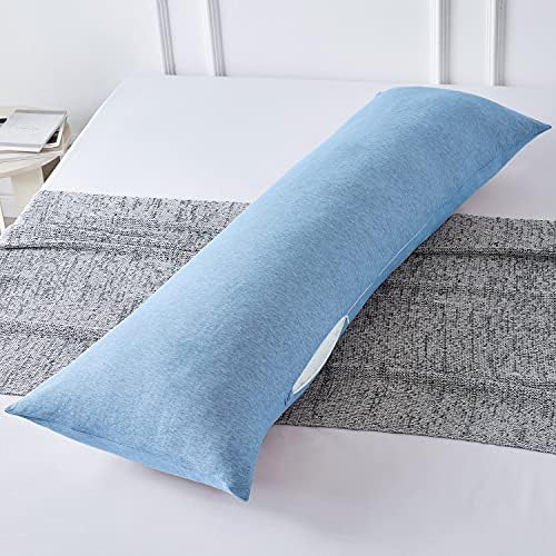  Body Pillow Cover Case 20x54 Inch, Soft Cotton Long Pillowcase With Zipper, Jersey, 20x54 Inch, Light Grey