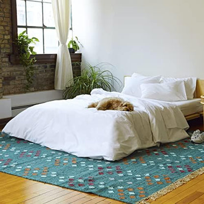  Luxe California King Sheets Set + Duvet Cover, Windowpane - 7 Piece Set (1 Duvet Cover, 1 Fitted Sheet, 1 Flat Sheet + 4 Pillowcases)