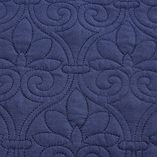 Solid Navy Blue White Striped 6 Piece Pc Twin Daybed Set Quilted Cover Bedding