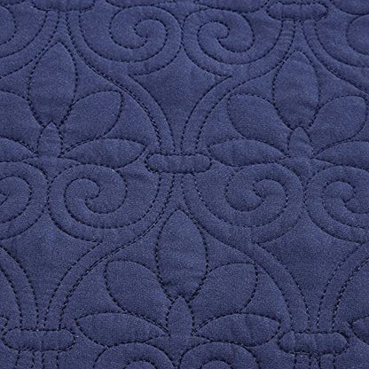  Solid Navy Blue White Striped 6 Piece Pc Twin Daybed Set Quilted Cover Bedding