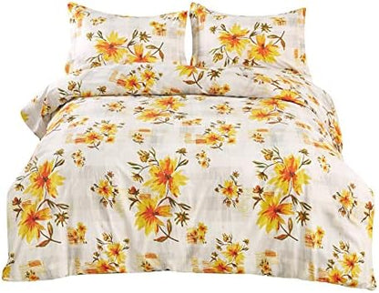  3 Pcs Blush Pink Floral Duvet Cover Set King Size, Soft Botanical Printed Microfiber Comforter Cover Zipper Closure Corner Ties