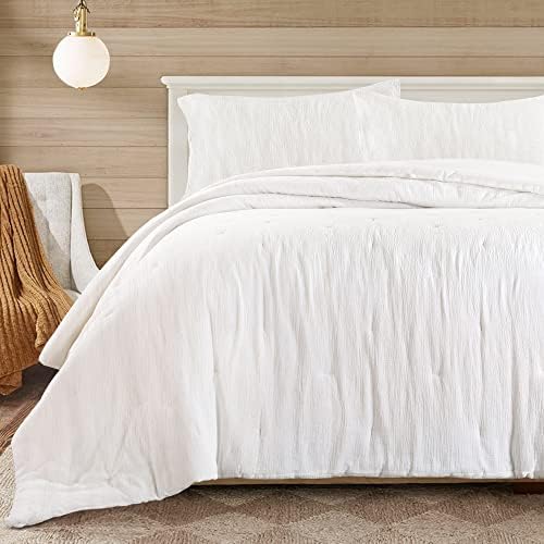  Soft Muslin Comforter Lightweight Oversized King Comforter 120x120, 100% Cotton Breathable Gauze White Bedding Comforter Duvet Insert
