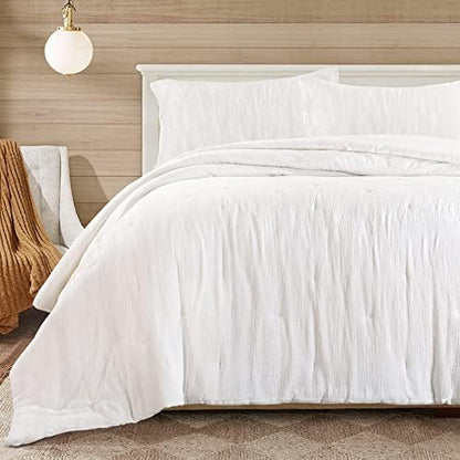  Soft Muslin Comforter Lightweight Oversized King Comforter 120x120, 100% Cotton Breathable Gauze White Bedding Comforter Duvet Insert