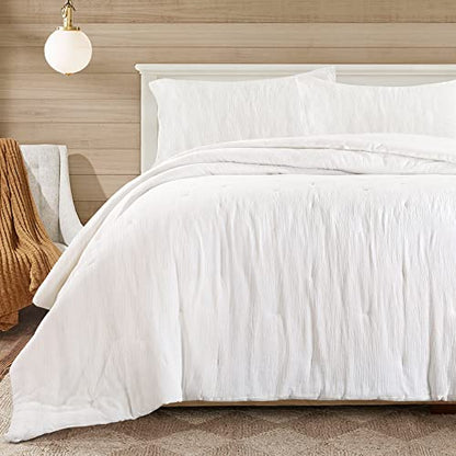  Soft Muslin Comforter Lightweight Oversized King Comforter 120x120, 100% Cotton Breathable Gauze White Bedding Comforter Duvet Insert