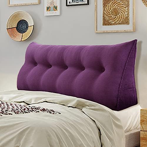  WOWMAX Ergonomics Headboard Pillow For California King Size Bed, Multifunctional Upholstered Headboard Pillows, Triangular Long Wedge Pillow For Wall No Need To Assembly Corduroy Grey (71 Inches)