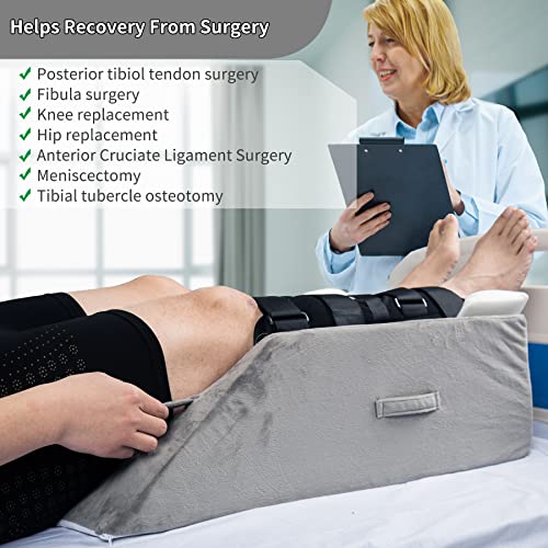  WDBBYL Elevation Wedge Pillow For Double Legs,Wide U-Shaped Groove Design With Etra Insert Pad,Ankle Knee Support Cushion For Injure,Foot Rest,Edema Reduce,3 Handles,Washable Velour Cover,Deep Gray